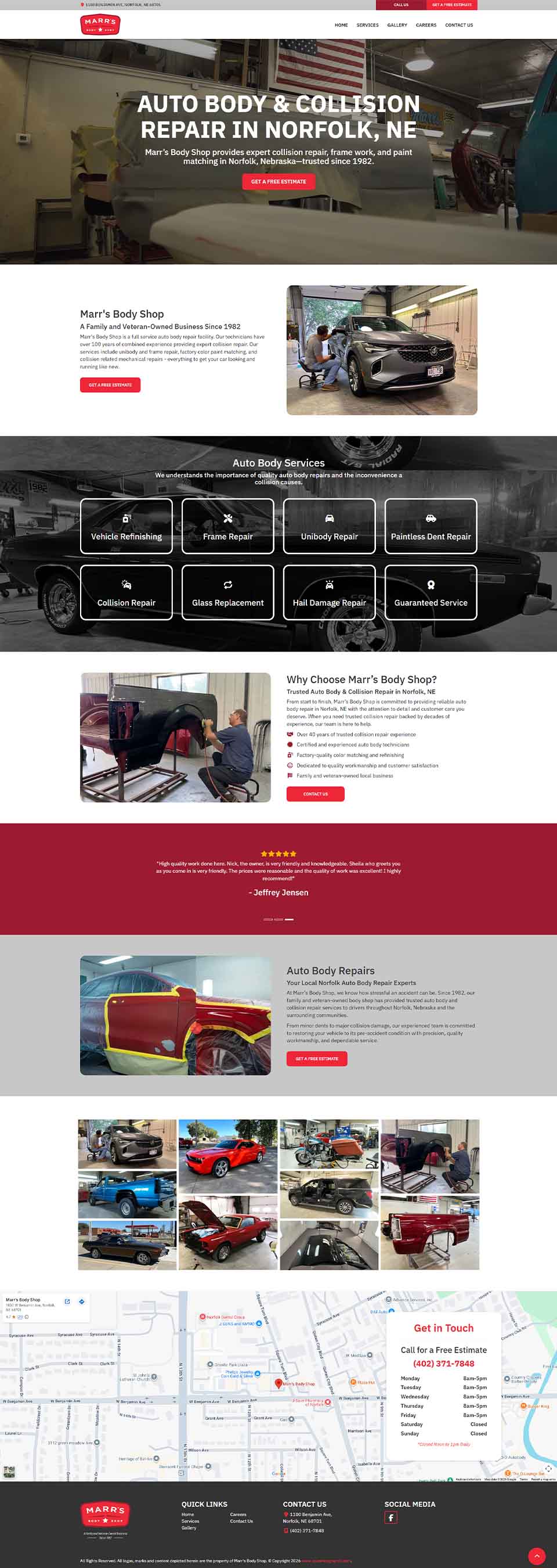 Marr’s Body Shop responsive website redesign preview