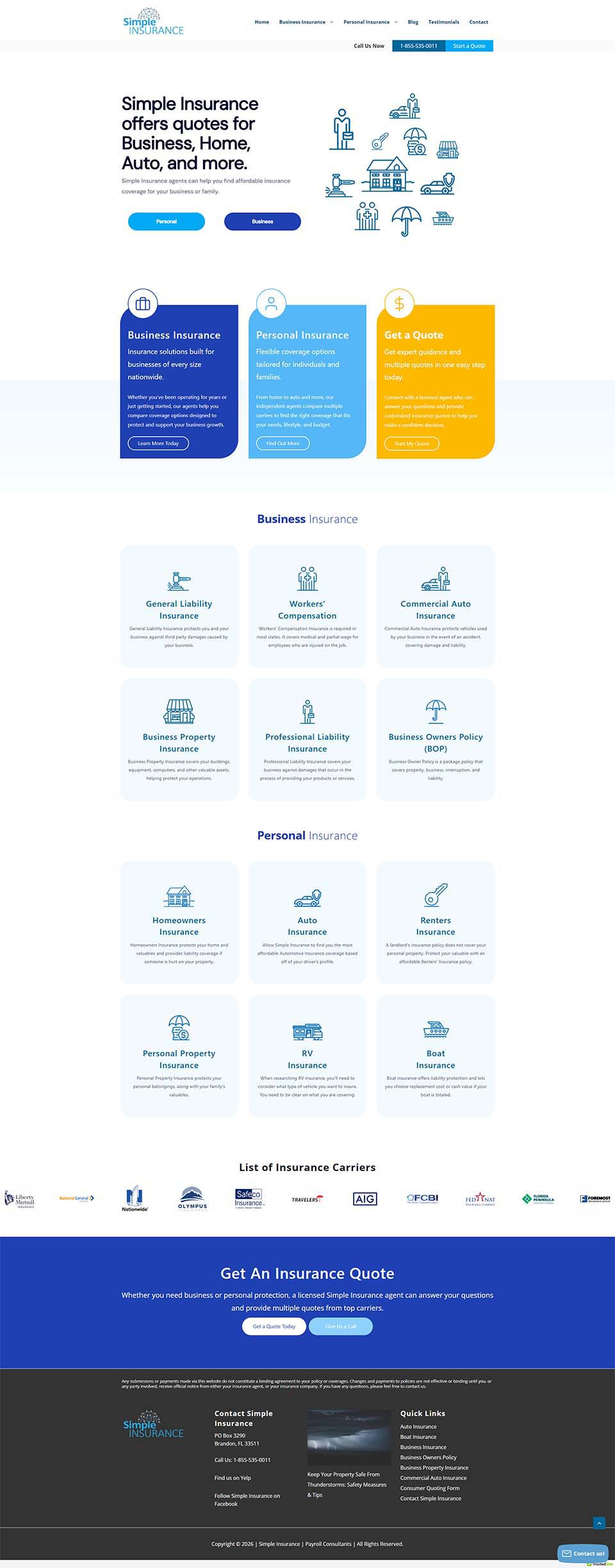 Simple Insurance Co website redesign preview