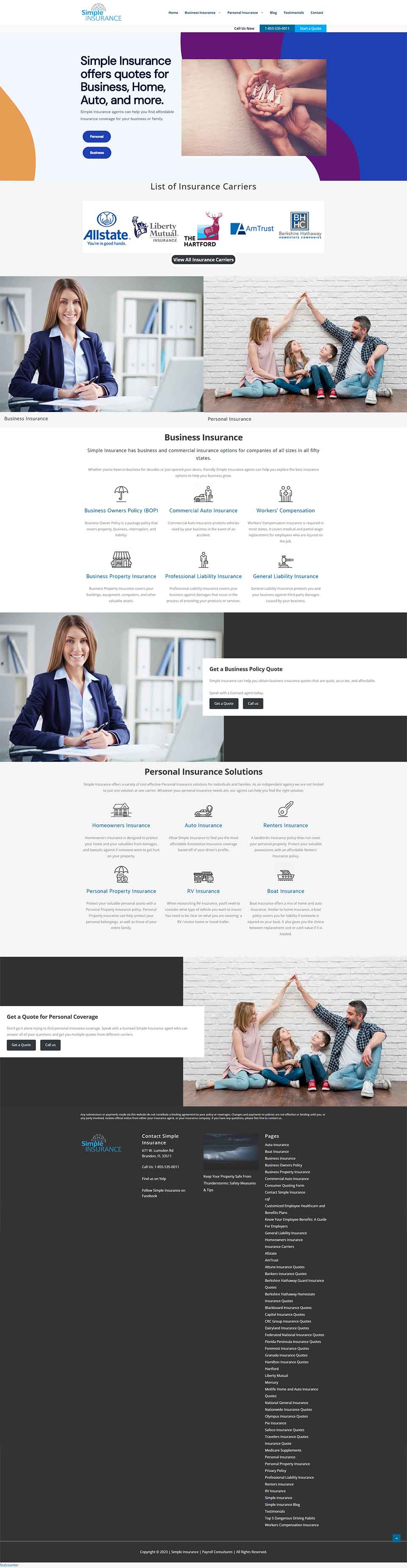 Simple Insurance Co website before redesign